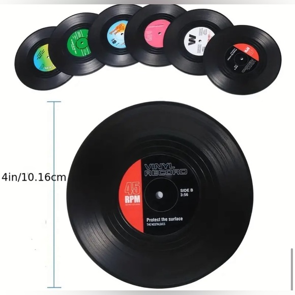 6pcs, Non-Slip Vinyl Record Coasters With Holder - Picture 5 of 11